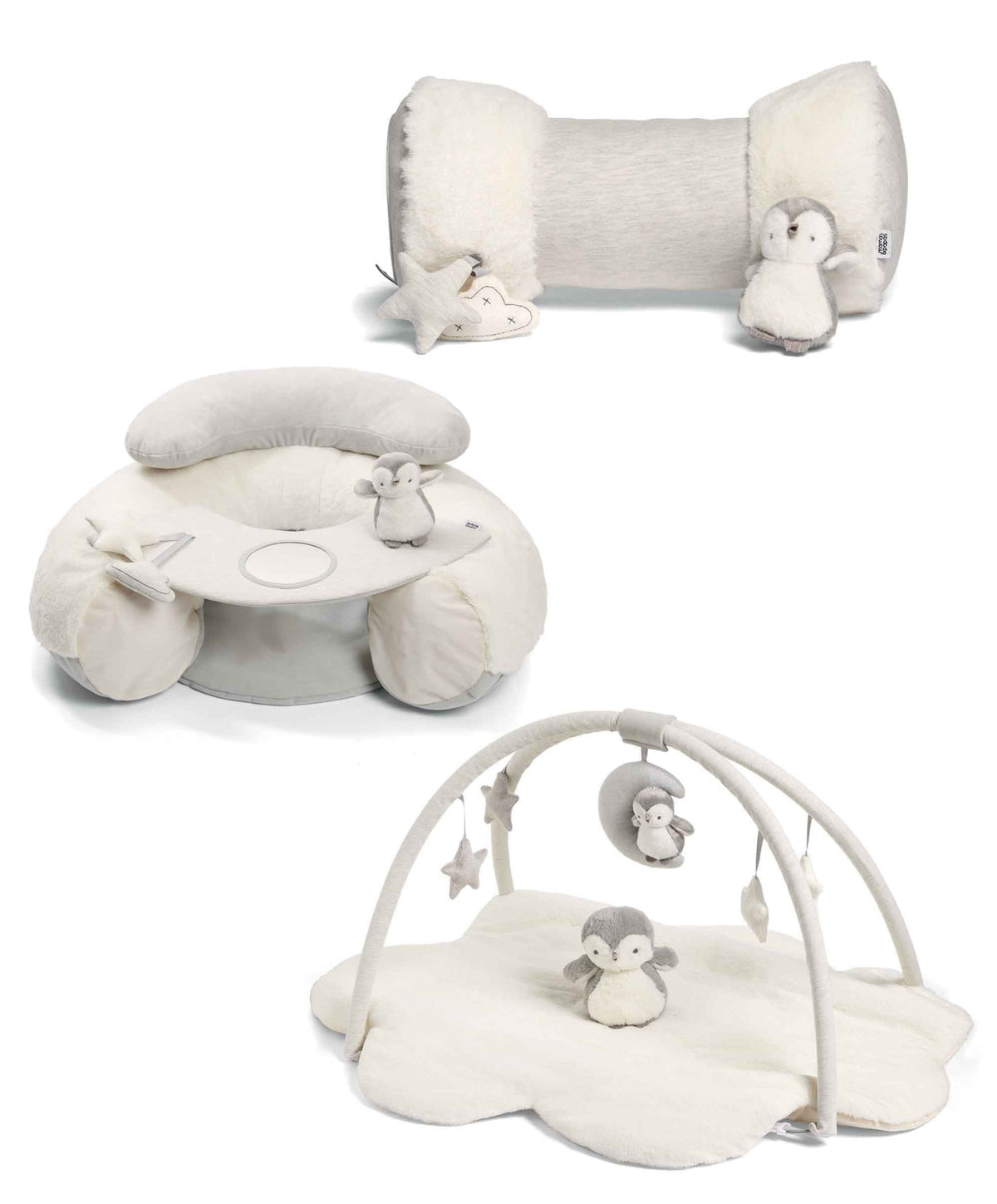 Mamas & Papas Playmats & Gyms Wish Upon a Cloud Playmat Bundle with Tummy Time Roll, Sit & Play