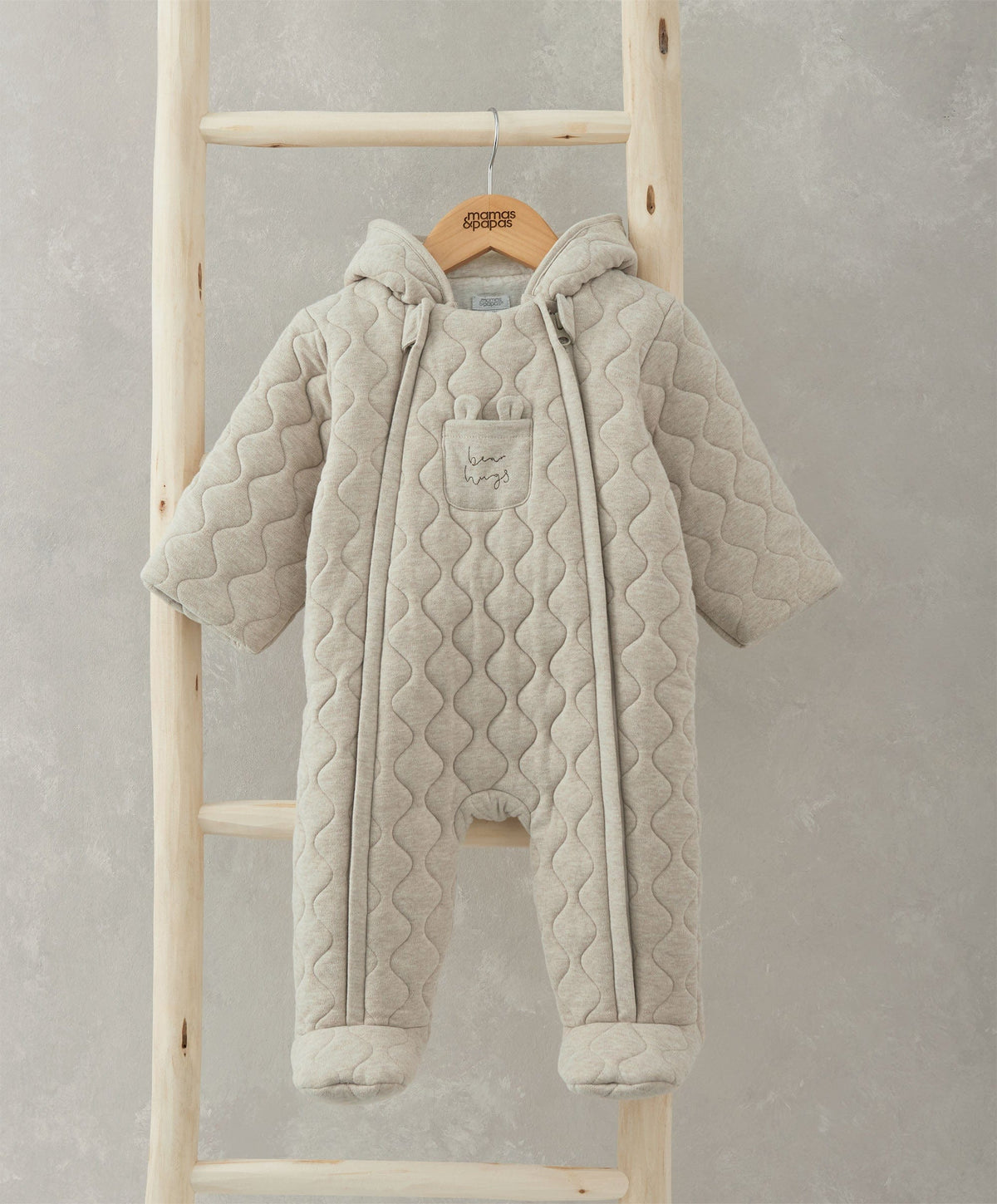 Bear Hugs Quilted Jersey Pramsuit Sand – Mamas Papas IE