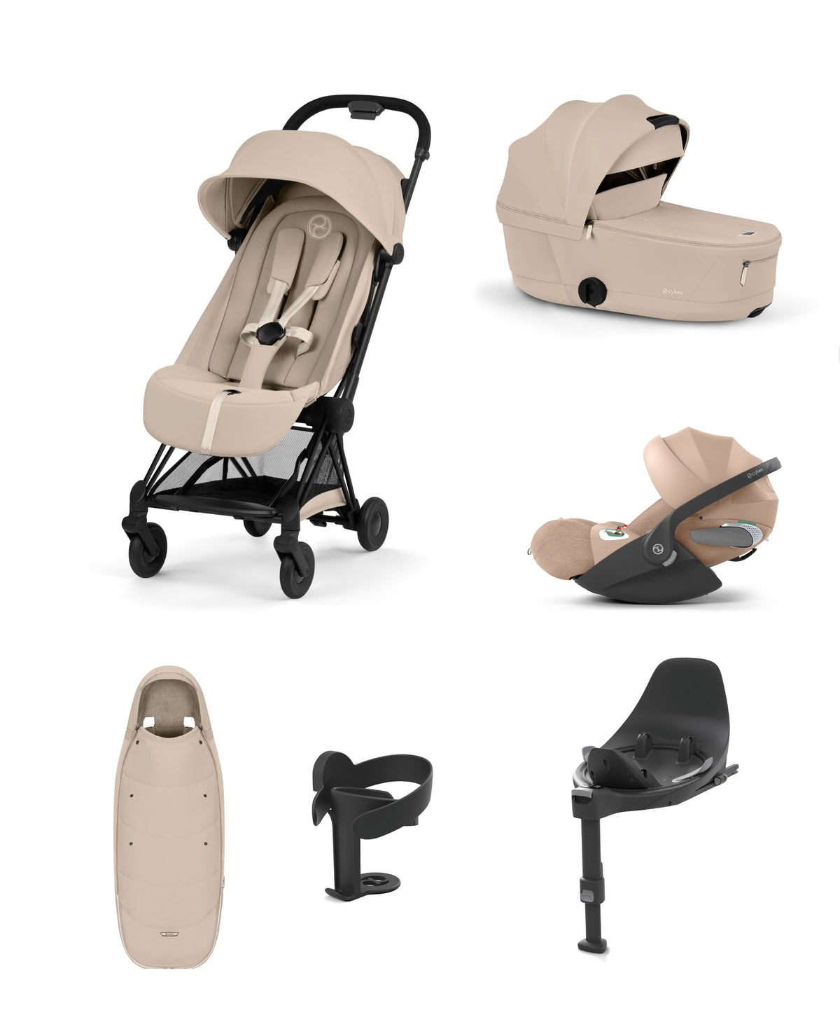 Mamas & Papas Pushchairs Cybex Coya Ultimate Pushchair With Cybex Cloud T Baby Car Seat & Base (7 Pieces)  - Cozy Beige