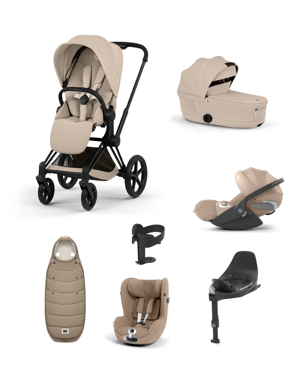 Mamas &amp; Papas Pushchairs Cybex e-Priam Pushchair Bundle with Cybex Cloud T i-Size &amp; Sirona T i-Size Car Seat - Sepia Black