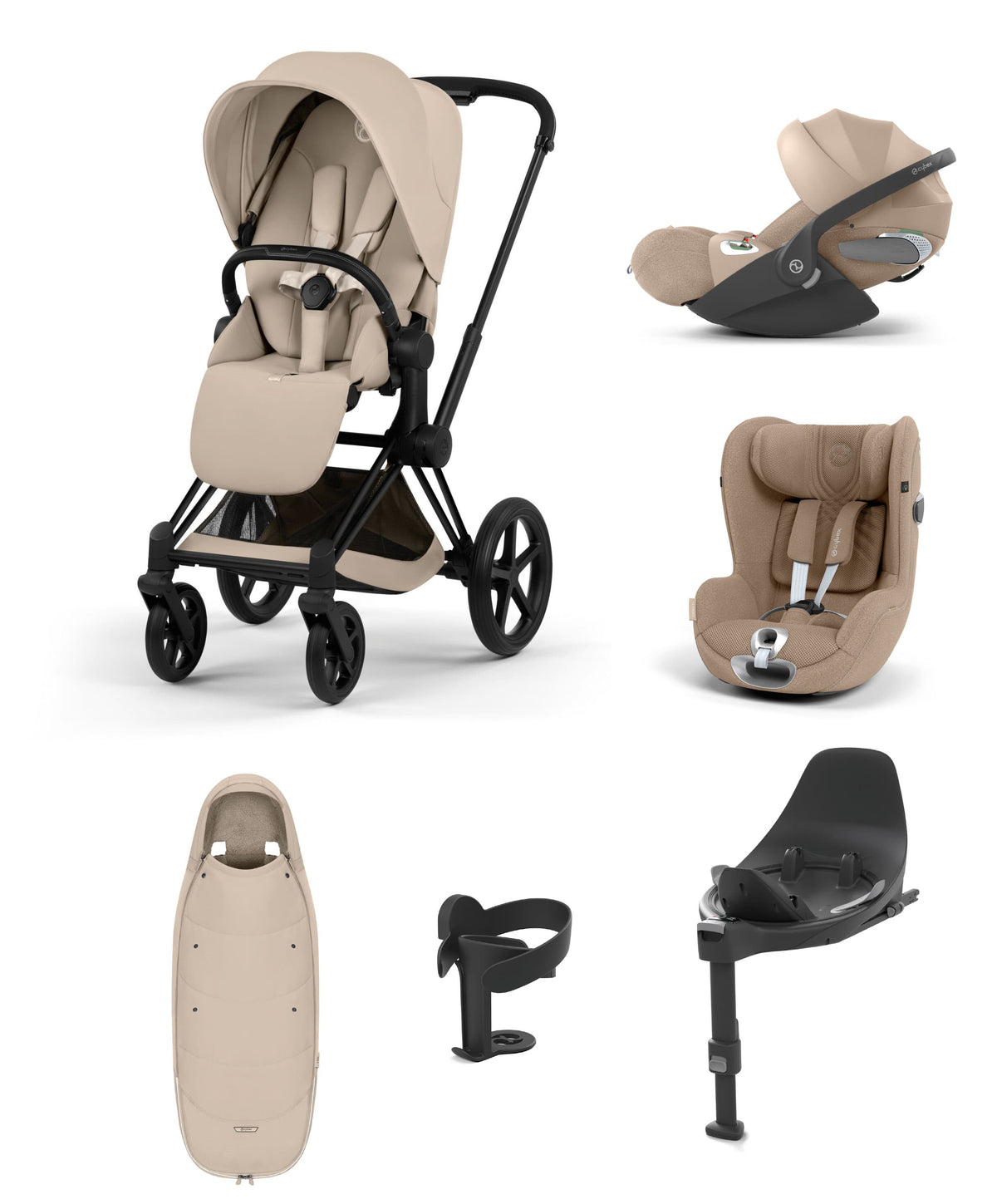 Mamas & Papas Pushchairs Cybex e-Priam Pushchair Bundle with Cybex Cloud T i-Size & Sirona T i-Size Car Seat - Sepia Black