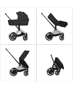 Mamas & Papas Pushchairs Cybex e-Priam Pushchair & Carrycot Bundle with Cybex Cloud T i-Size Rotating Baby Car Seat & Base - Cozy Beige