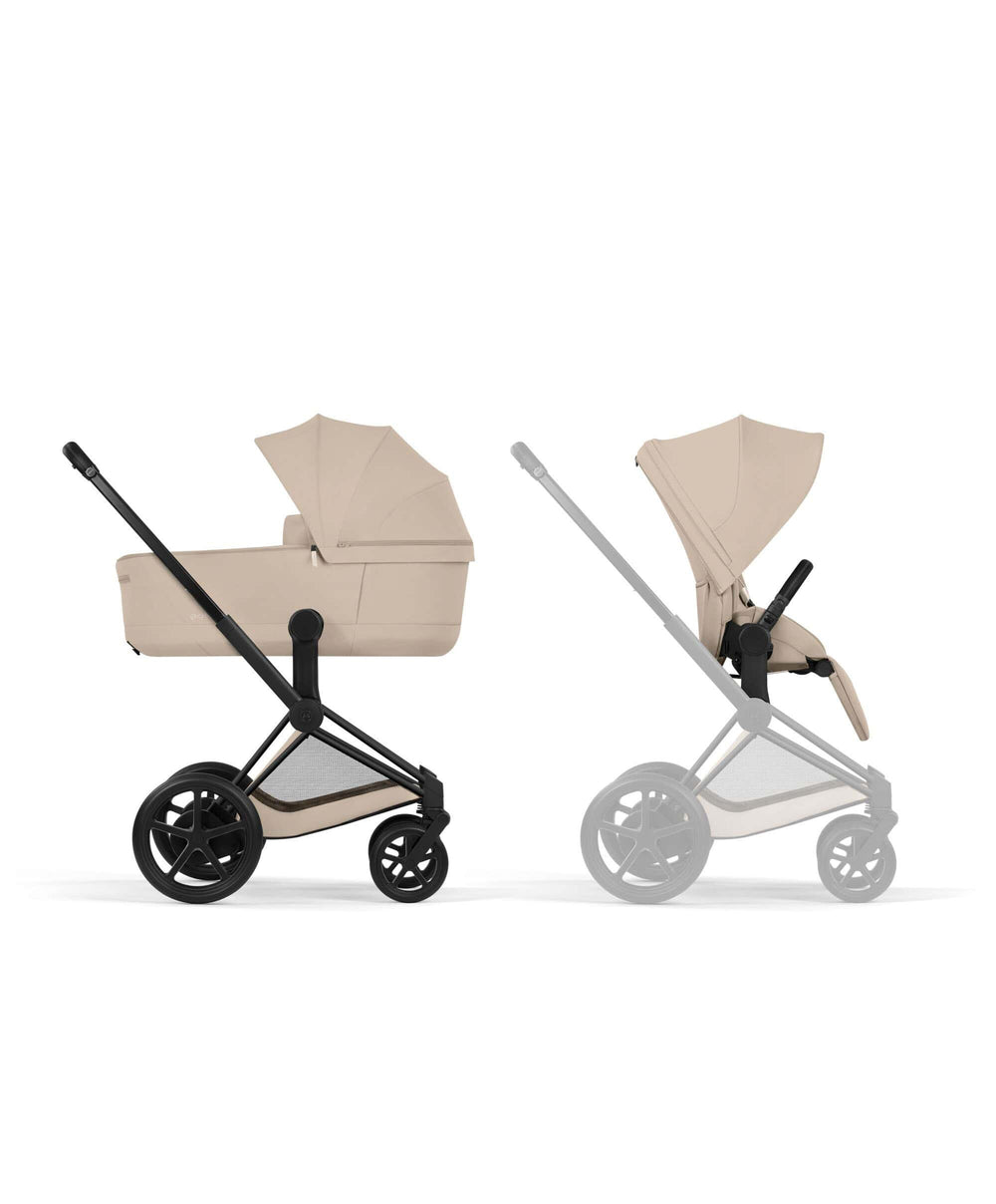 Mamas &amp; Papas Pushchairs Cybex e-Priam Pushchair &amp; Carrycot Bundle with Cybex Cloud T i-Size Rotating Baby Car Seat &amp; Base - Sepia Black