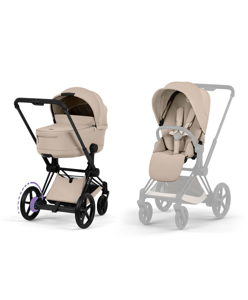 Mamas &amp; Papas Pushchairs Cybex e-Priam Ultimate Pushchair Bundle with Cybex Cloud T i-Size Rotating Baby Car Seat &amp; Base - Sepia Black