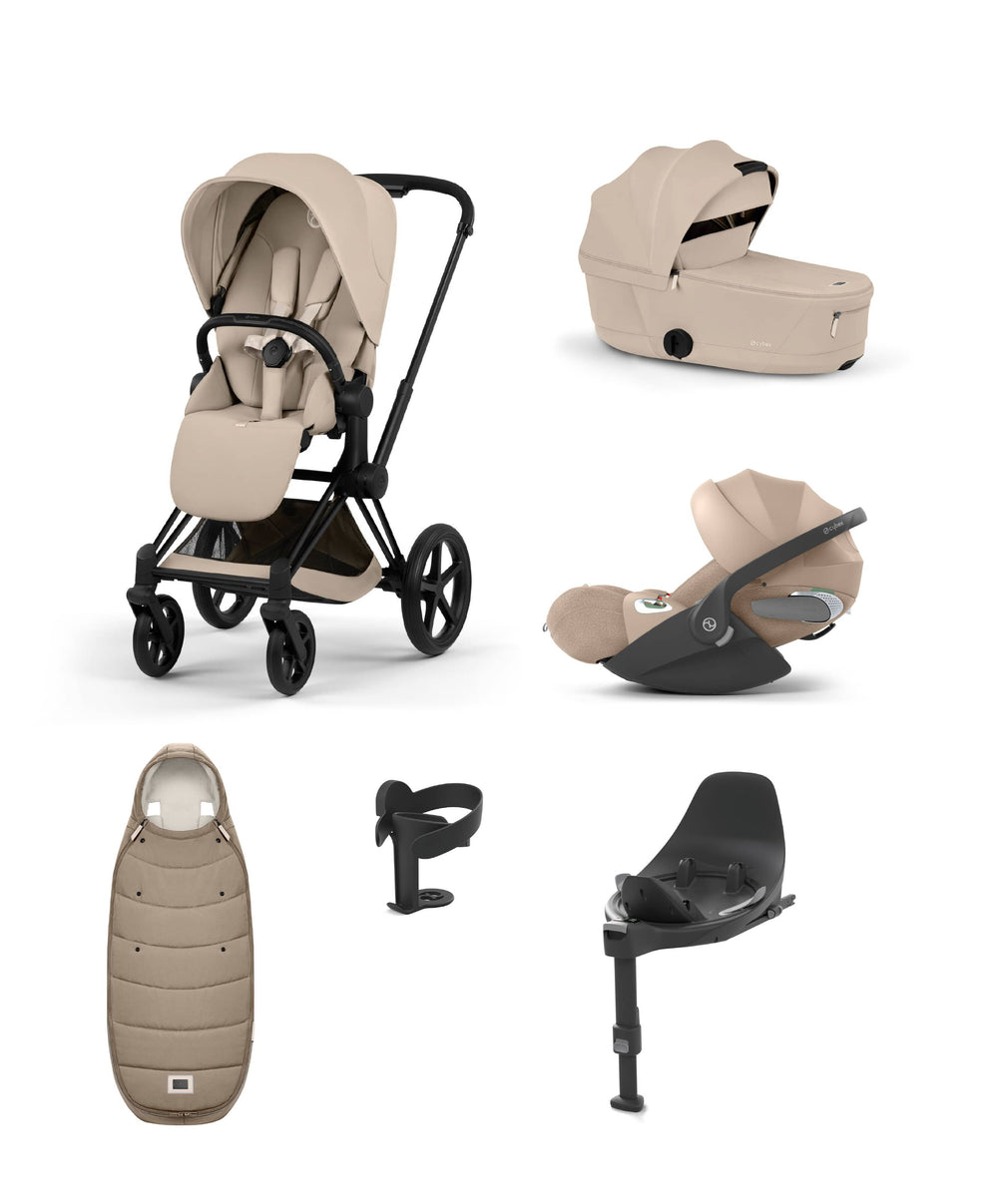 Mamas &amp; Papas Pushchairs Cybex e-Priam Ultimate Pushchair Bundle with Cybex Cloud T i-Size Rotating Baby Car Seat &amp; Base - Sepia Black