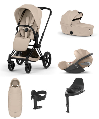 Mamas & Papas Pushchairs Cybex e-Priam Ultimate Pushchair Bundle with Cybex Cloud T i-Size Rotating Baby Car Seat & Base - Sepia Black