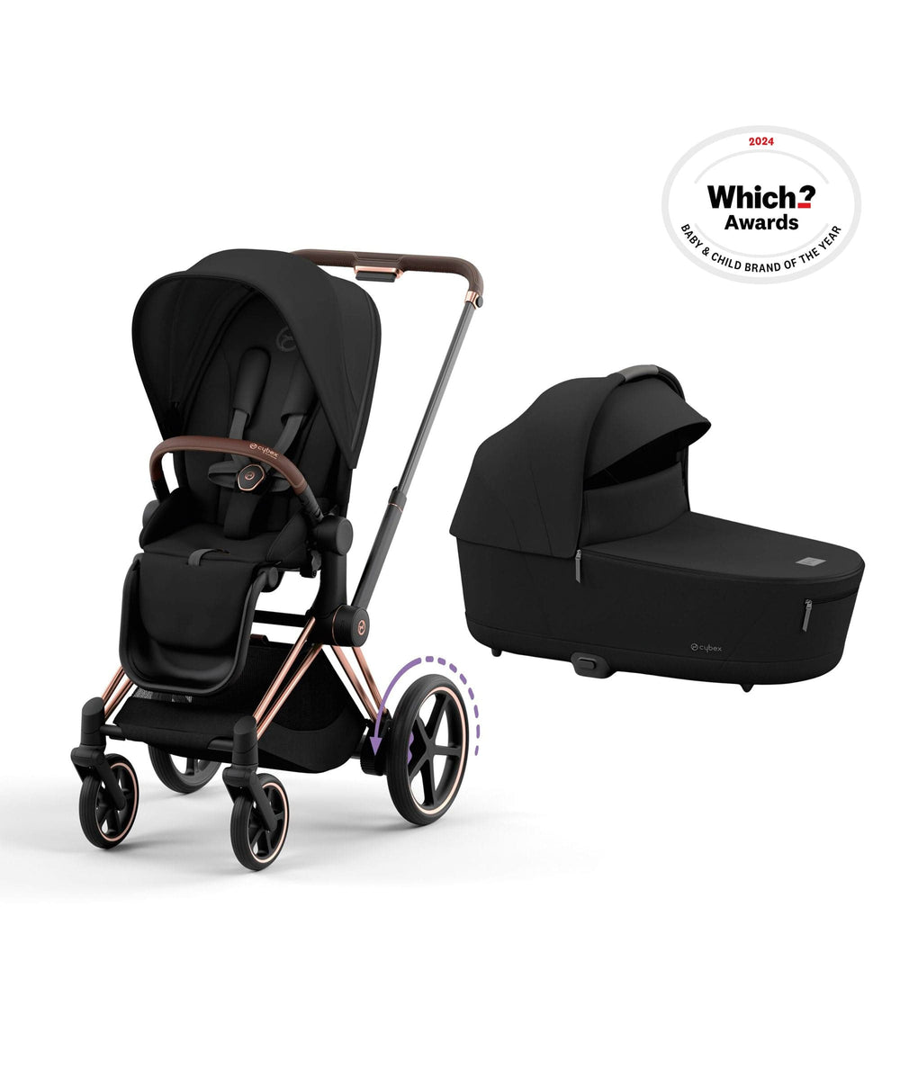 Mamas &amp; Papas Pushchairs Cybex ePriam 3 Piece Complete Pushchair Bundle - Rose Gold / Sepia Black