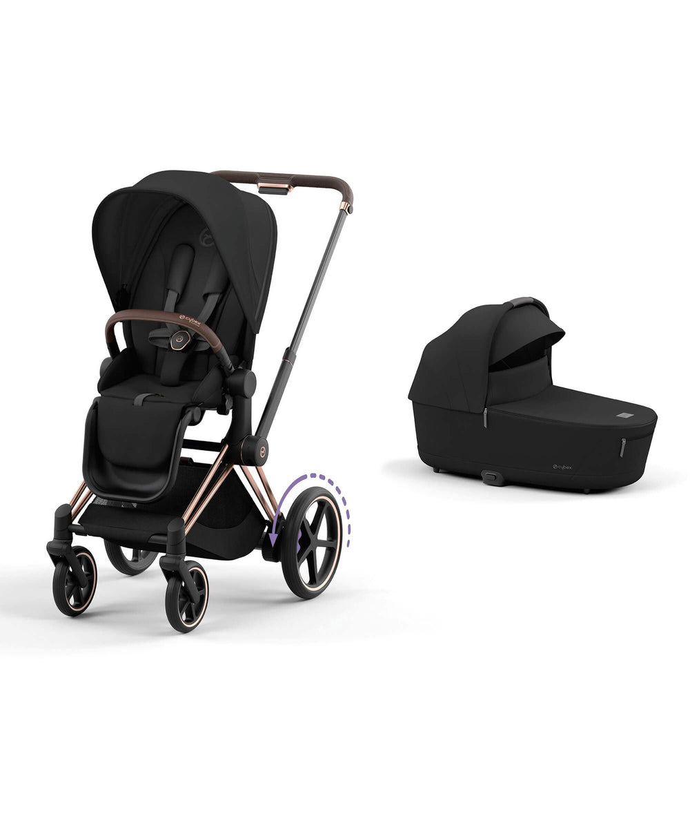 Mamas &amp; Papas Pushchairs Cybex ePriam 3 Piece Complete Pushchair Bundle - Rose Gold / Sepia Black