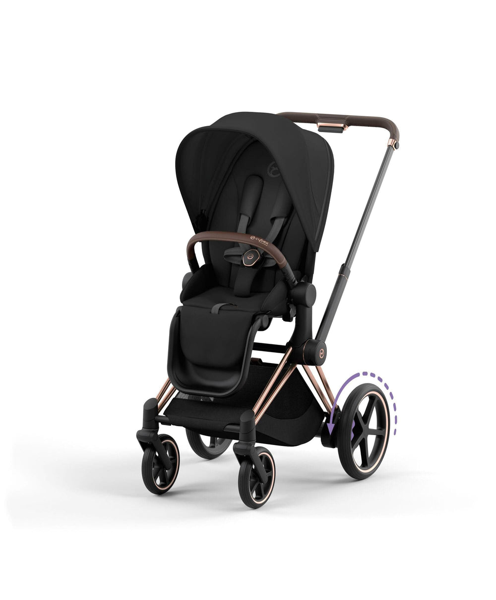 Mamas &amp; Papas Pushchairs Cybex Epriam Pushchair Bundle With Cybex Cloud T i-Size + Baby Car Seat &amp; Base (7 Pieces) - Rose Gold/Black
