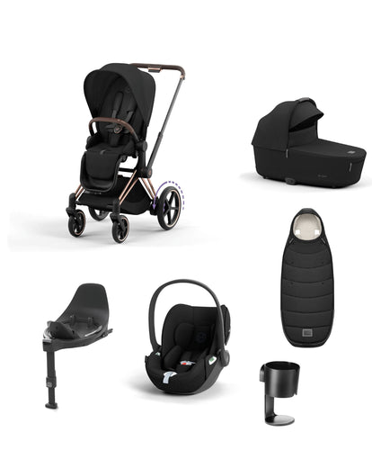 Mamas & Papas Pushchairs Cybex Epriam Pushchair Bundle With Cybex Cloud T i-Size + Baby Car Seat & Base (7 Pieces) - Rose Gold/Black