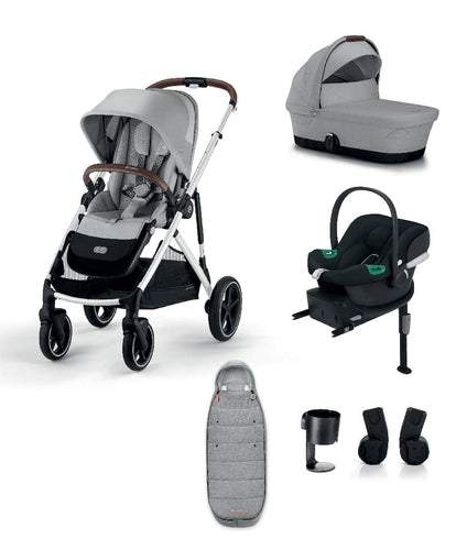Mamas & Papas Pushchairs Cybex Gazelle S Pushchair Bundle with Cybex Aton B2 i-Size Infant Car Seat & Base (6 Pieces) - Lava Grey
