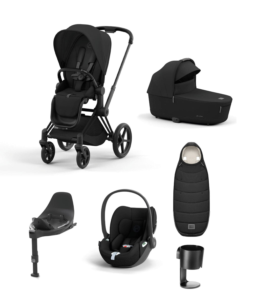 Mamas &amp; Papas Pushchairs Cybex Priam Pushchair Bundle With Cybex Cloud T i-Size Rotating Baby Car Seat &amp; Base (6 Pieces) - Black