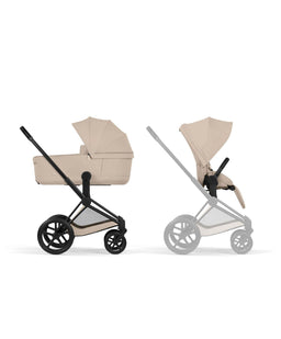 Mamas & Papas Pushchairs Cybex Priam Pushchair & Carry Cot Bundle With Cybex Cloud T Plus Car Seat & Base - Cozy Beige