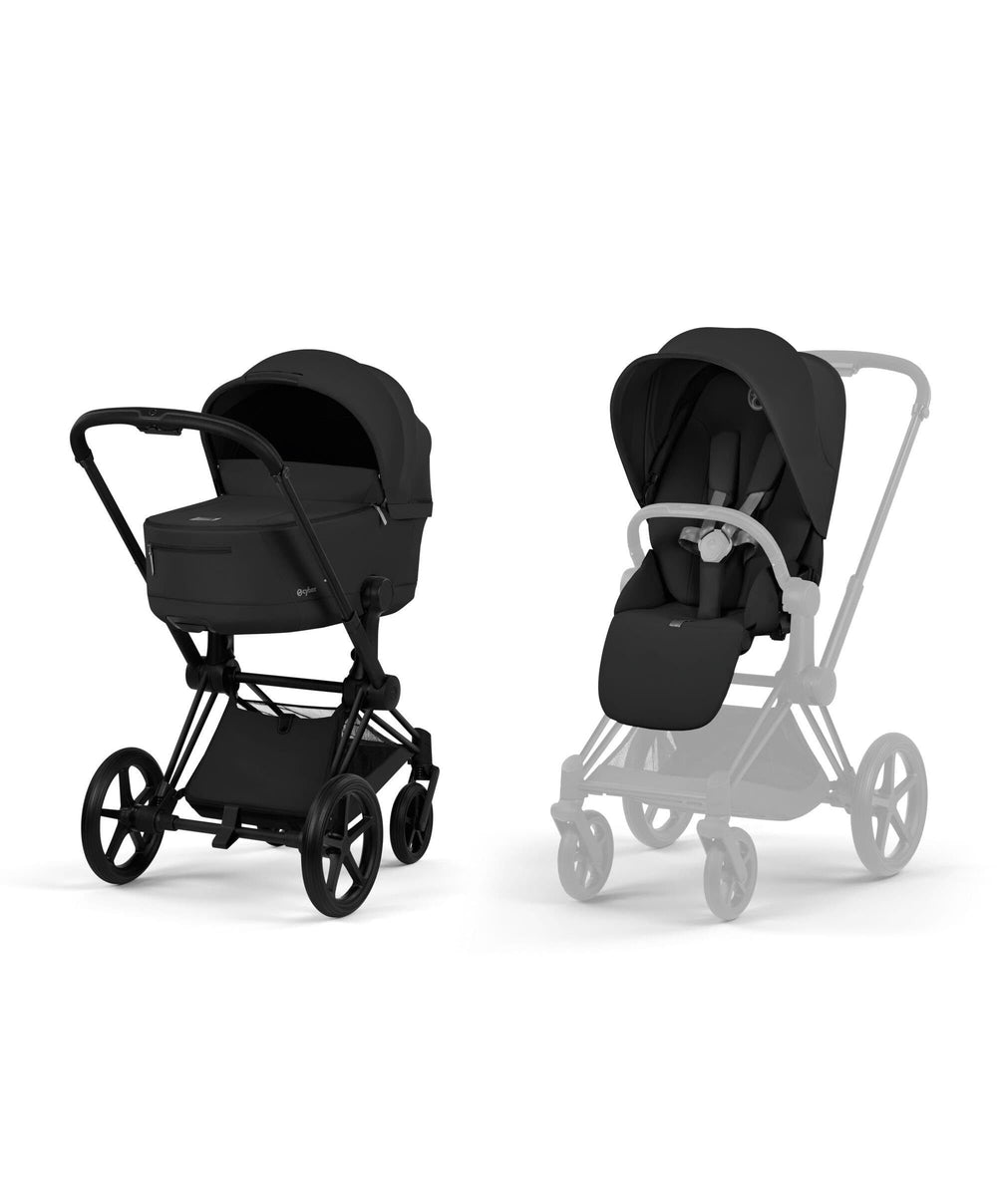 Mamas &amp; Papas Pushchairs Cybex Priam Pushchair &amp; Carrycot Bundle with Cybex Cloud T i-Size Rotating Baby Car Seat &amp; Base - Sepia Black