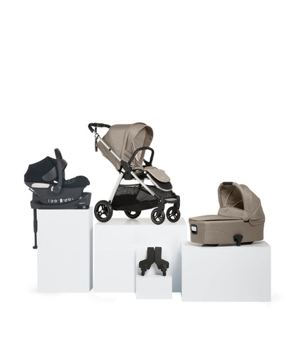 Mamas & Papas Pushchairs Flip XT³ Pushchair Bundle with Cybex Aton B Car Seat & Base (5 Pieces) - Fawn