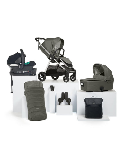 Mamas & Papas Pushchairs Flip XT³ Pushchair Bundle with Cybex Aton B2 Car Seat (7 Pieces) - Harbour Grey