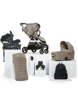 Mamas & Papas Pushchairs Flip XT³ Pushchair Bundle with Cybex Aton B2 i-Size Car Seat & Base (7 Pieces) - Fawn