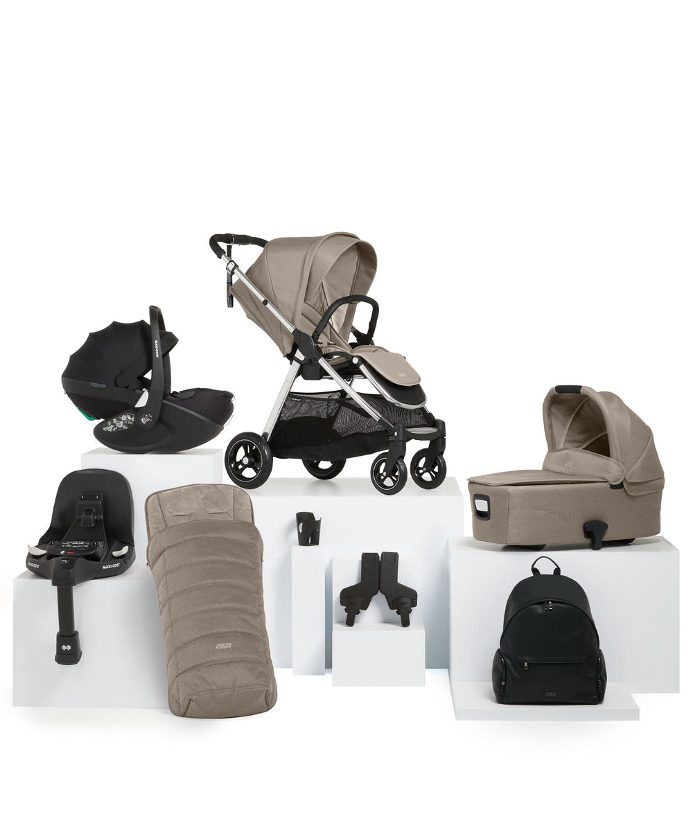 Mamas &amp; Papas Pushchairs Flip XT³ Pushchair Bundle with Maxi-Cosi Pebble 360 Pro² Car Seat (8 Pieces) - Fawn
