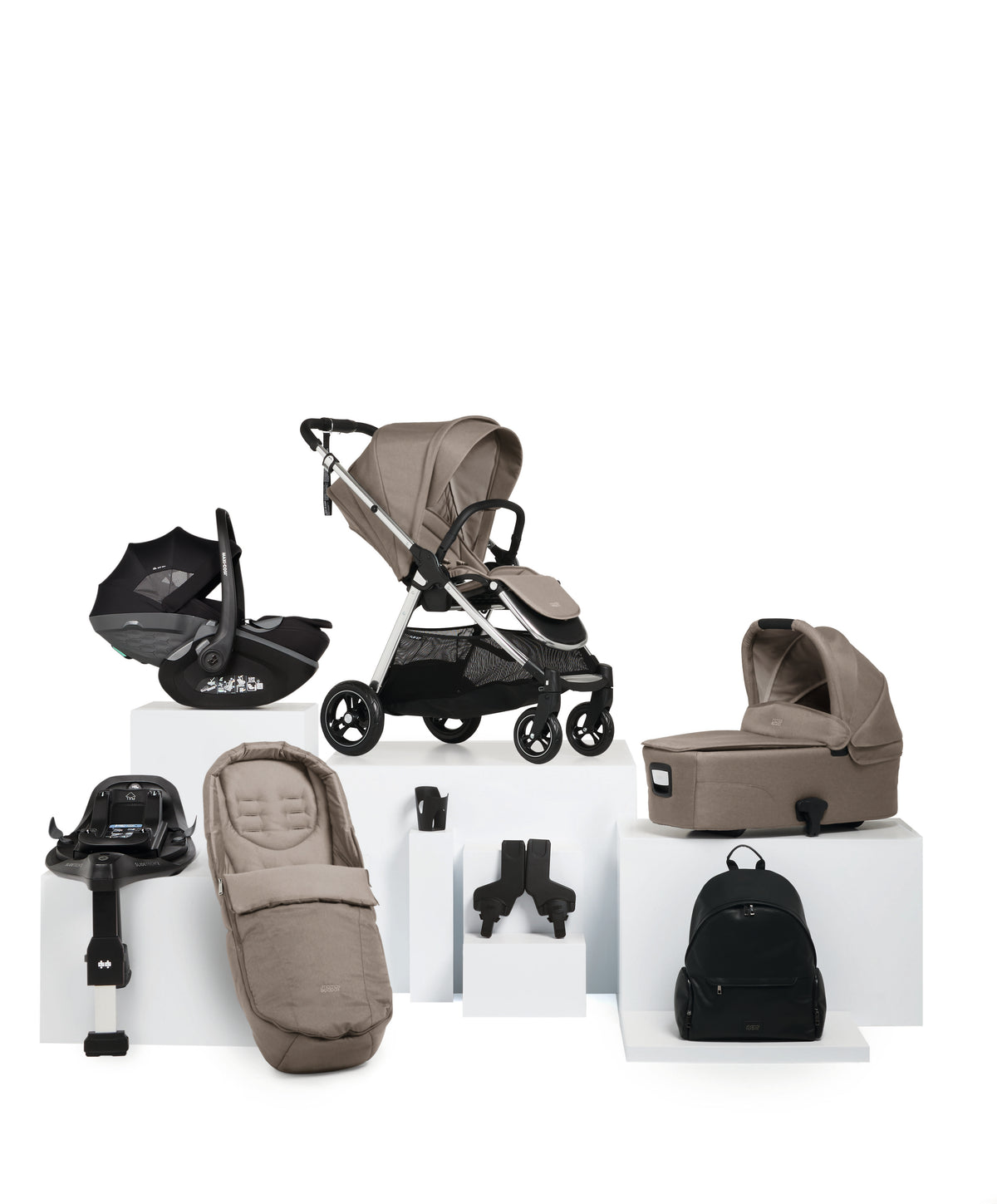 Mamas & Papas Pushchairs Flip XT³ Pushchair Bundle with Maxi-Cosi Pebble 360 Pro² Car Seat (8 Pieces) - Stone