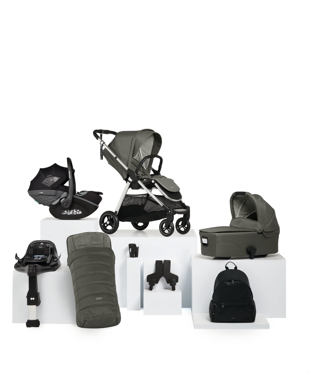 Mamas &amp; Papas Pushchairs Flip XT³ Pushchair Bundle with Maxi-Cosi Pebble Slide Pro Car Seat &amp; Base (8 Pieces) - Harbour Grey