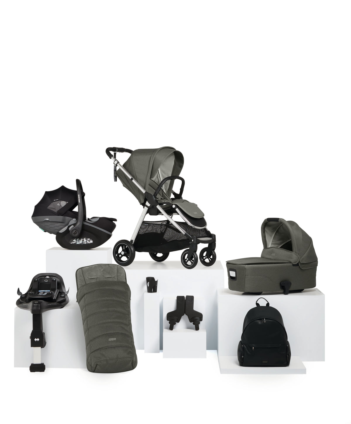 Mamas & Papas Pushchairs Flip XT³ Pushchair Bundle with Maxi-Cosi Pebble Slide Pro Car Seat & Base (8 Pieces) - Harbour Grey