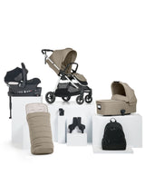 Mamas & Papas Pushchairs Flip XT³ Pushchair Complete Bundle with Cybex Aton B2 i-Size Car Seat & Base (7 Pieces) – Sage Grey