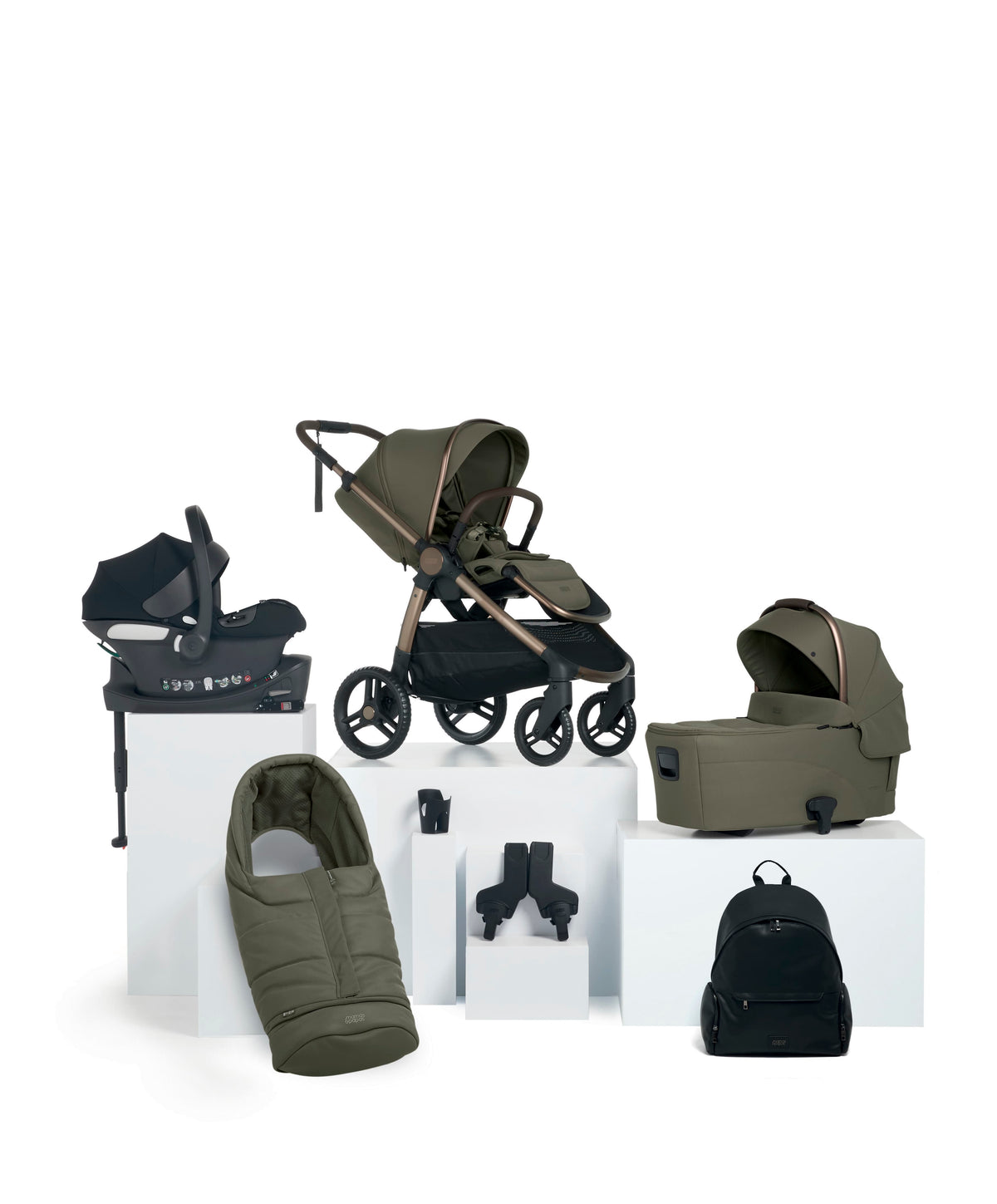 Mamas & Papas Pushchairs Ocarro 2 Complete Pushchair Bundle with Cybex Aton B2 i-Size Baby Car Seat  (8 Pieces) – Evergreen