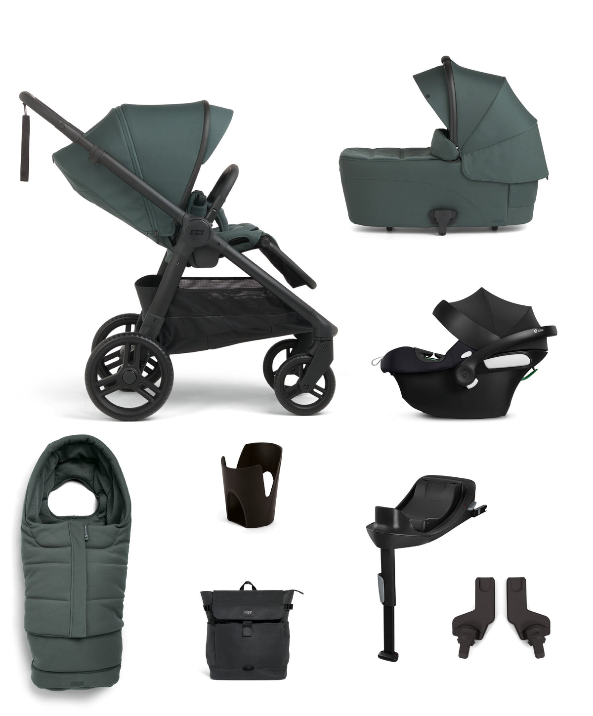 Mamas & Papas Pushchairs Ocarro 2 Complete Pushchair Bundle with Cybex Aton B2 i-Size Baby Car Seat & Base  (8 Pieces) - Teal