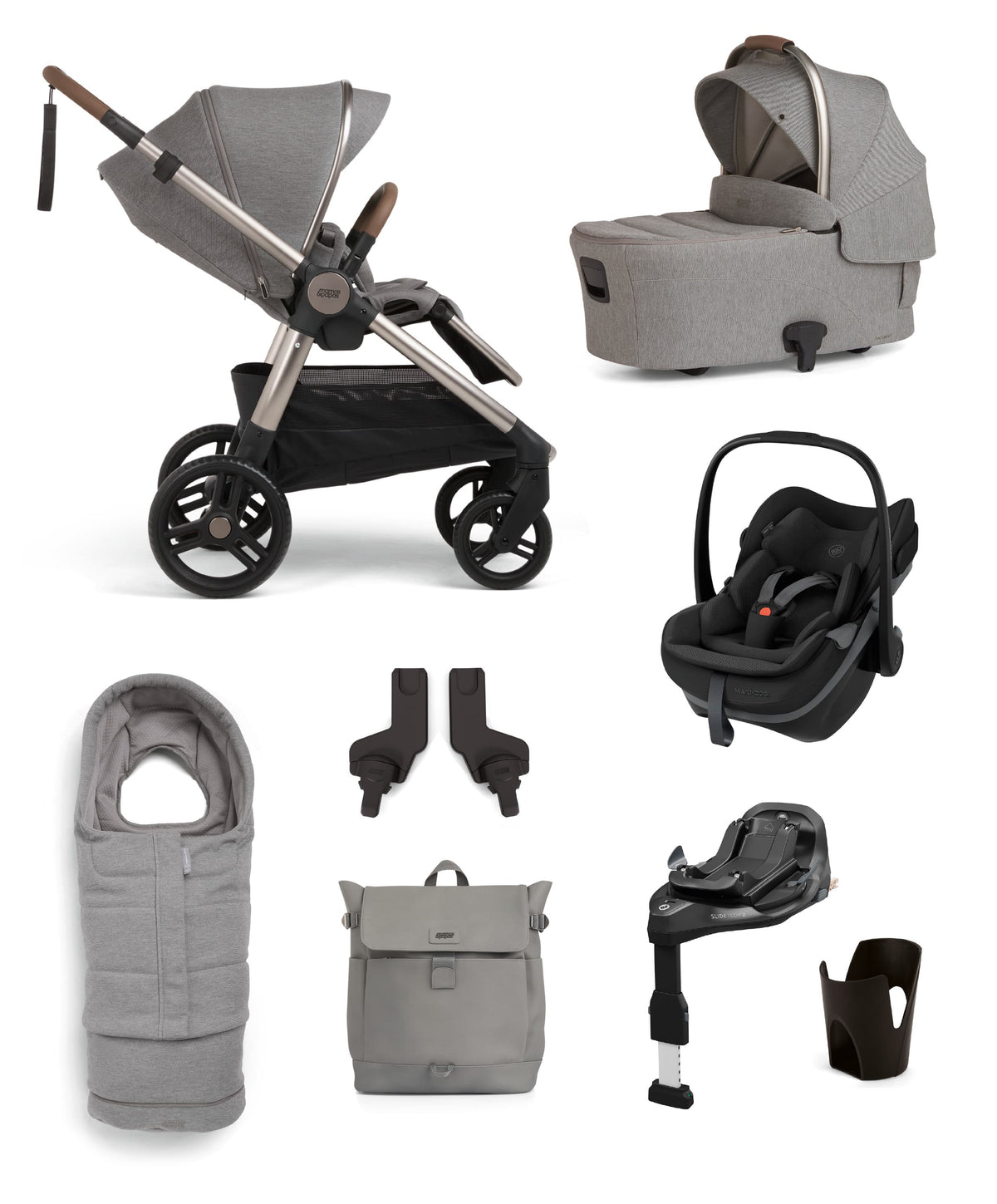Mamas & Papas Pushchairs Ocarro 2 Complete Pushchair Bundle with Maxi-Cosi Pebble Slide Pro Car Seat & Base (8 Pieces) - Heritage