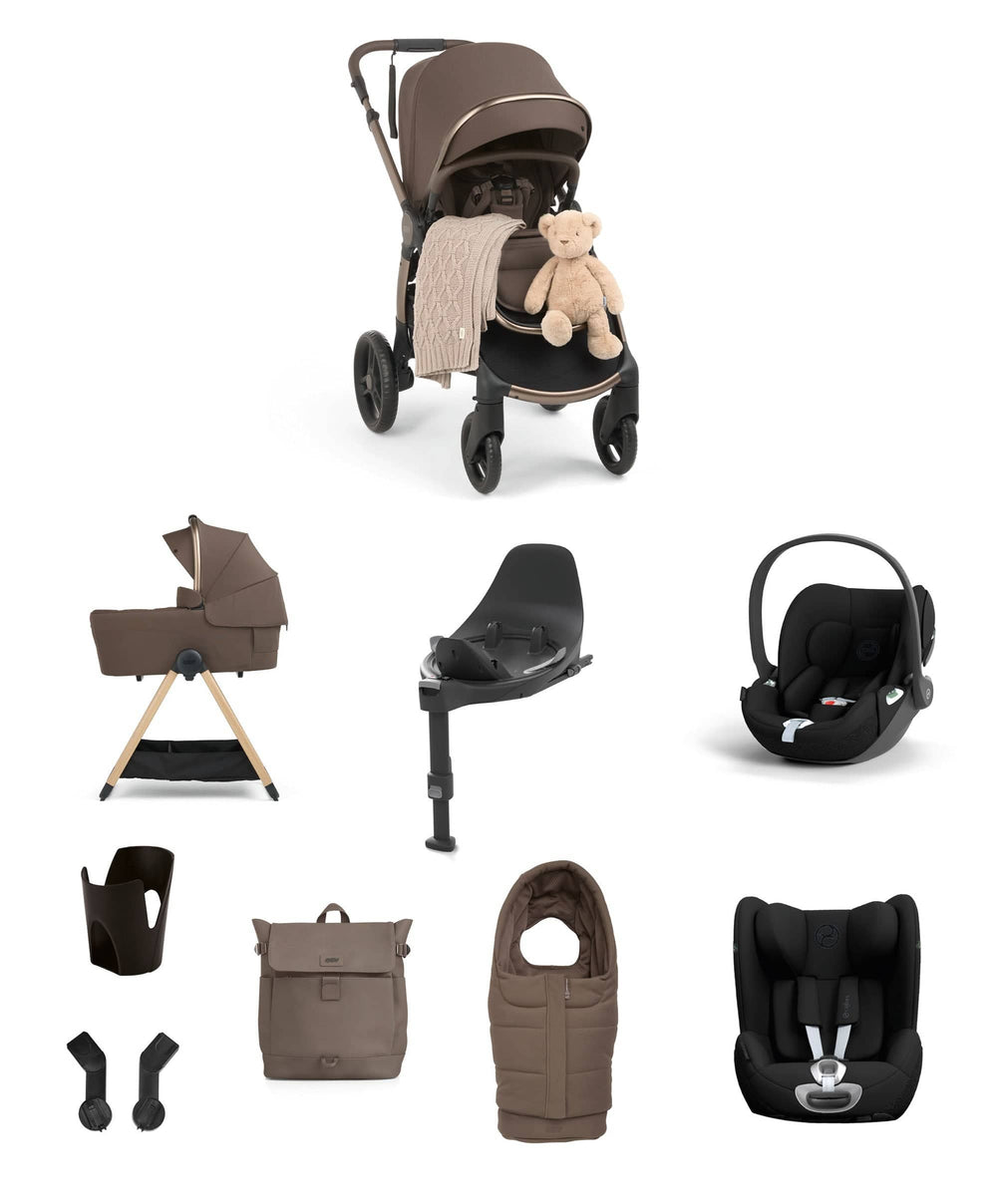 Mamas &amp; Papas Pushchairs Ocarro 2 Pushchair Baby to Toddler Travel Bundle with Cybex Cloud T &amp; Sirona T (12 Pieces) – Crema