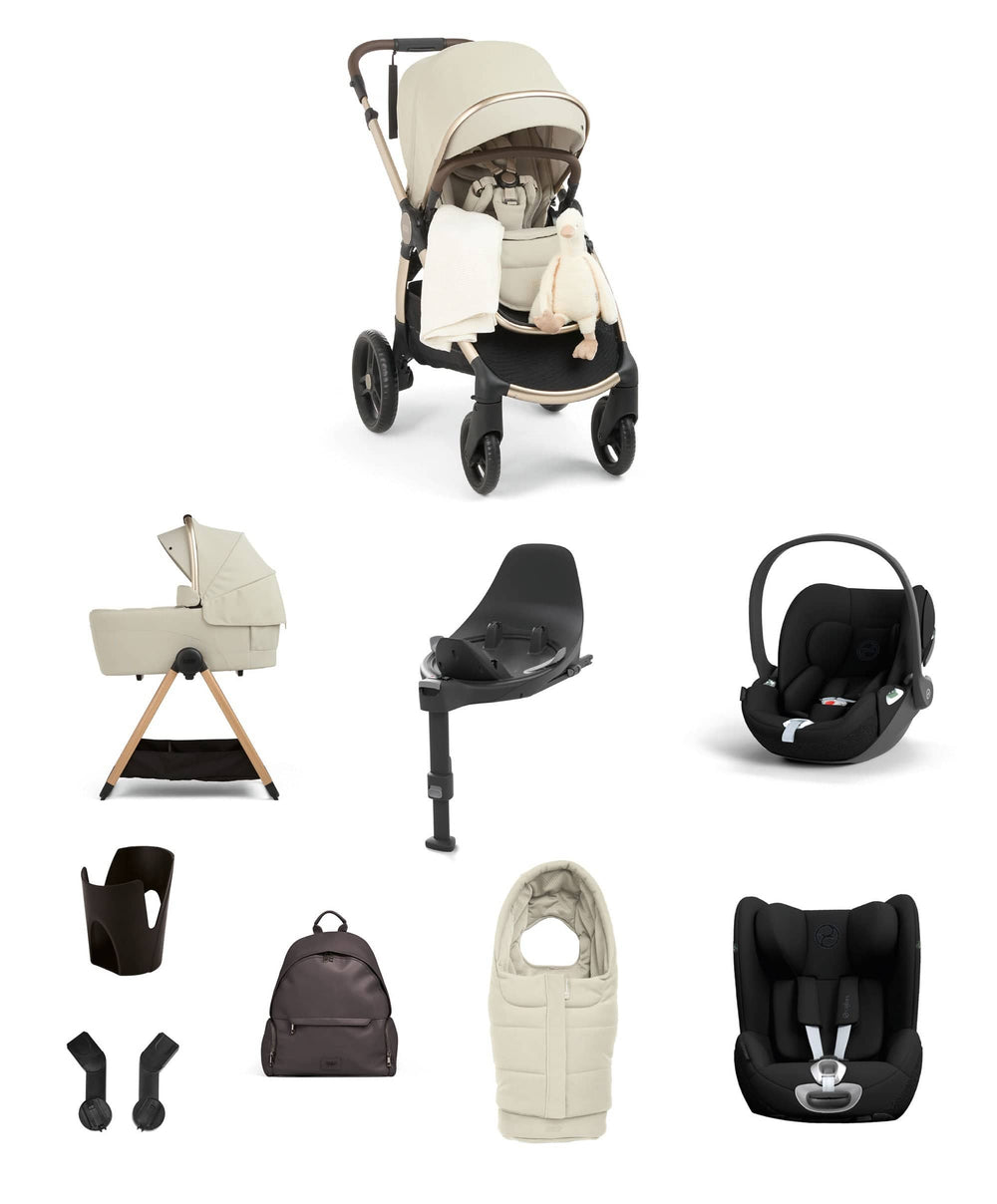 Mamas &amp; Papas Pushchairs Ocarro 2 Pushchair Baby to Toddler Travel Bundle with Cybex Cloud T &amp; Sirona T (12 Pieces) – Shell