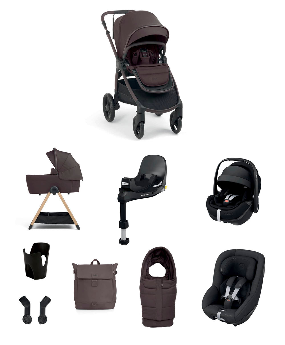 Mamas &amp; Papas Pushchairs Ocarro 2 Pushchair Baby to Toddler Travel Bundle with Maxi-Cosi Pebble 360 Pro2 &amp; Pearl 360 Pro  (10 Pieces) - Americano
