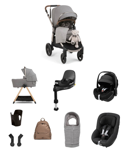 Mamas & Papas Pushchairs Ocarro 2 Pushchair Baby to Toddler Travel Bundle with Maxi-Cosi Pebble 360 Pro2 & Pearl 360 Pro (12 Pieces) – Heritage