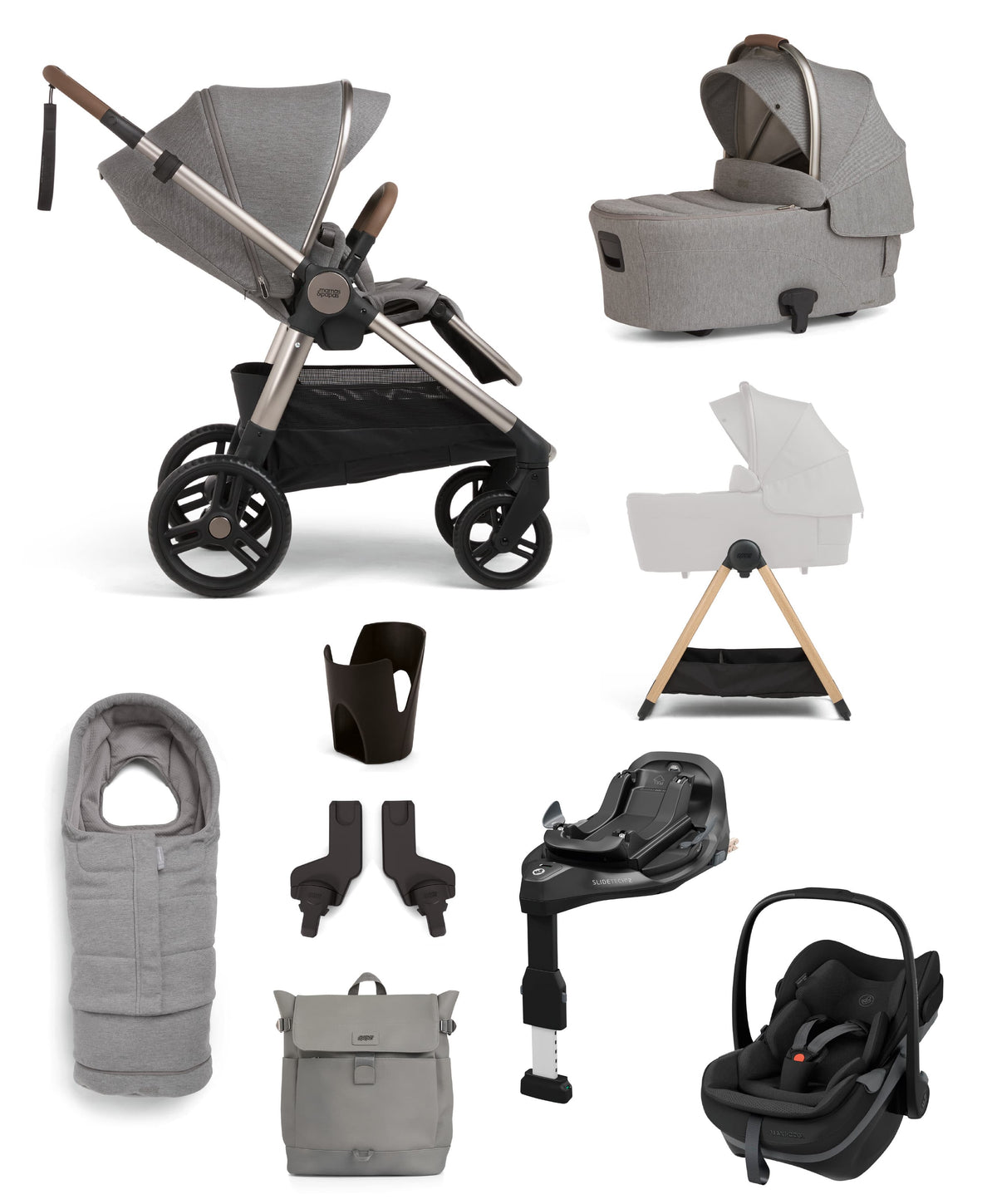 Mamas & Papas Pushchairs Ocarro 2 Pushchair Bundle with Maxi-Cosi Pebble Slide Pro Car Seat & Base (9 Pieces) - Heritage