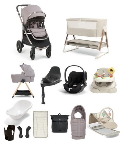 Mamas & Papas Pushchairs Ocarro 2 Pushchair Ultimate Newborn Bundle with Cybex Cloud T i-Size Rotating Baby Car Seat & Base (16 Pieces) - Moonstone Grey
