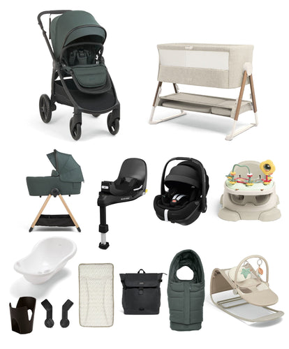 Mamas & Papas Pushchairs Ocarro 2 Pushchair Ultimate Newborn Bundle With Maxi-Cosi Pearl 360 Pro Car Seat & Base (12 Pieces) - Teal