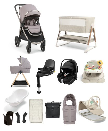Mamas & Papas Pushchairs Ocarro 2 Pushchair Ultimate Newborn Bundle with Maxi-Cosi Pebble 360 Pro2 & Base (14 Pieces) - Moonstone Grey