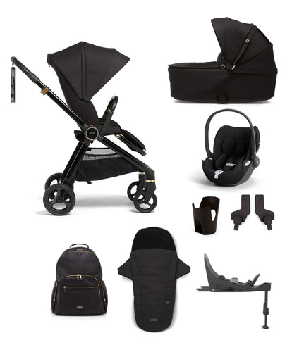 Mamas & Papas Pushchairs Strada 8 Piece Complete Bundle Including Cloud T Car Seat and Base in Black Diamond
