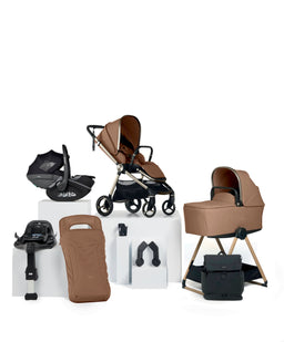 Mamas & Papas Pushchairs Vardo Complete Pushchair Bundle with Maxi-Cosi Pebble Slide Pro Car Seat & Base (9 Pieces) - Nutmeg