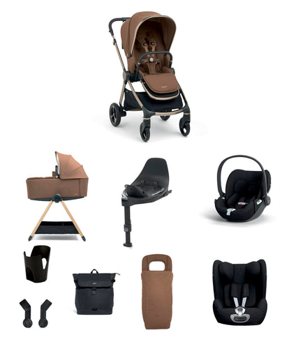 Mamas & Papas Pushchairs Vardo Pushchair Baby to Toddler Travel Bundle with Cybex Cloud T & Sirona T (11 Pieces) - Nutmeg