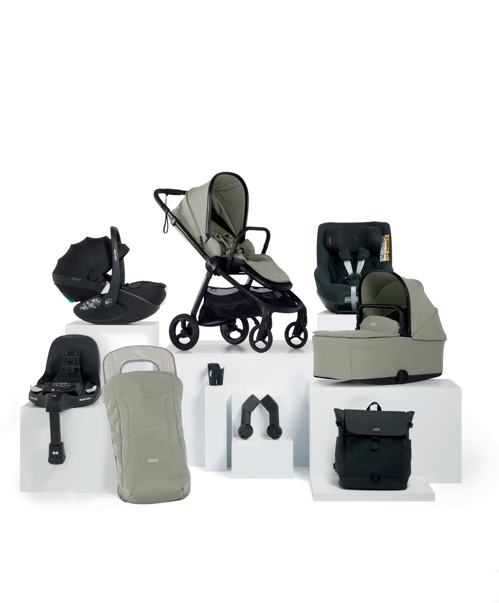 Mamas &amp; Papas Pushchairs Vardo Pushchair Baby to Toddler Travel Bundle with Maxi-Cosi Pebble 360 Pro2 &amp; Pearl 360 Pro (9 Pieces) - Sage