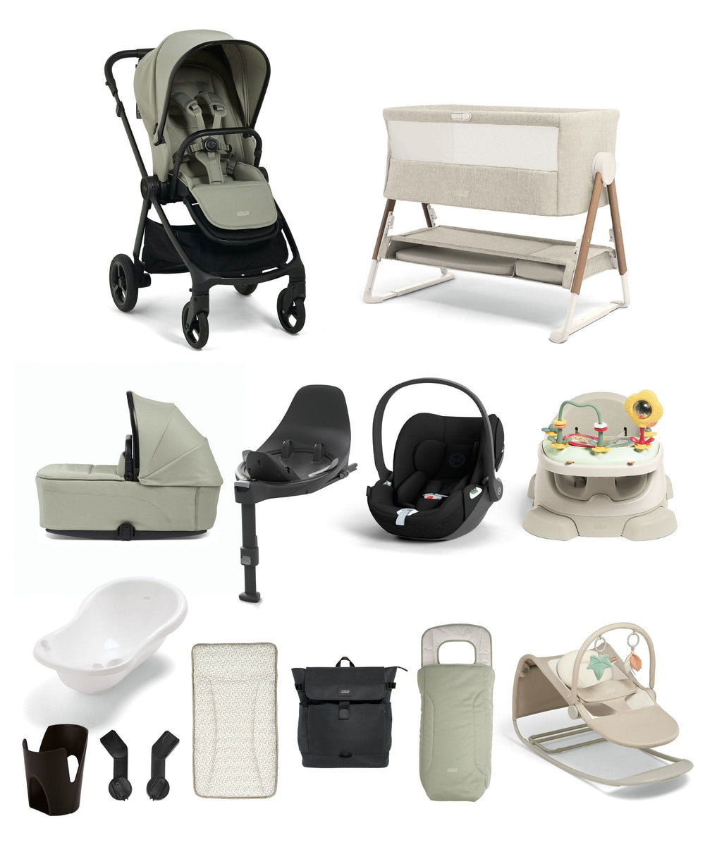 Mamas &amp; Papas Pushchairs Vardo Pushchair Super Bundle with Cybex Cloud T i-Size Rotating Baby Car Seat  &amp; Base (13 Pieces) – Sage