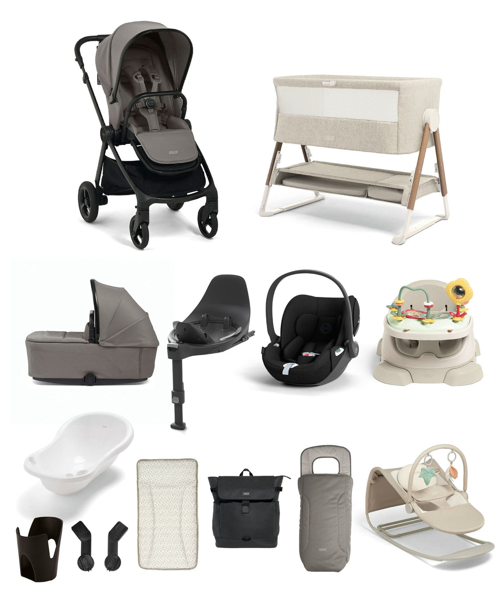 Mamas &amp; Papas Pushchairs Vardo Pushchair Super Bundle with Cybex Cloud T i-Size Rotating Baby Car Seat  &amp; Base (13 Pieces) – Storm