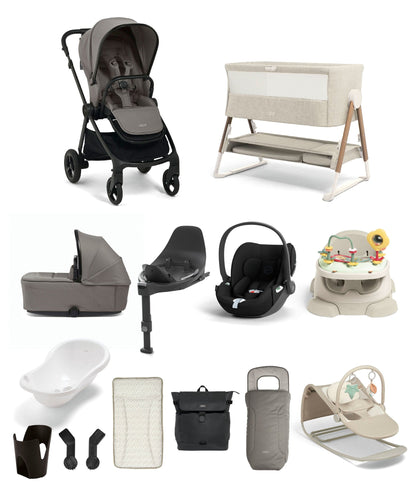 Mamas & Papas Pushchairs Vardo Pushchair Super Bundle with Cybex Cloud T i-Size Rotating Baby Car Seat  & Base (13 Pieces) – Storm