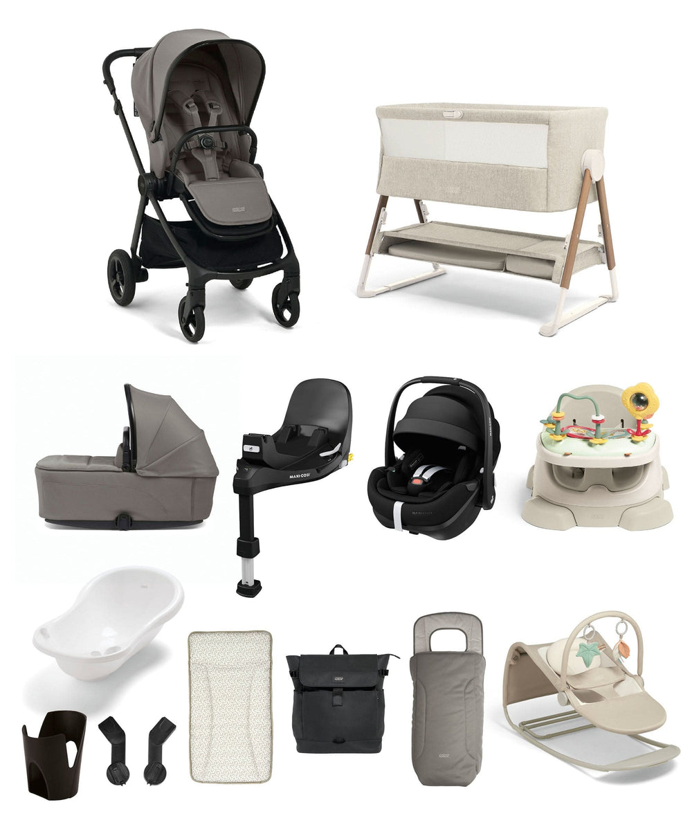 Mamas &amp; Papas Pushchairs Vardo Pushchair Super Bundle with Maxi-Cosi Pebble 360 Pro² Car Seat &amp; Base (13 Pieces) – Storm