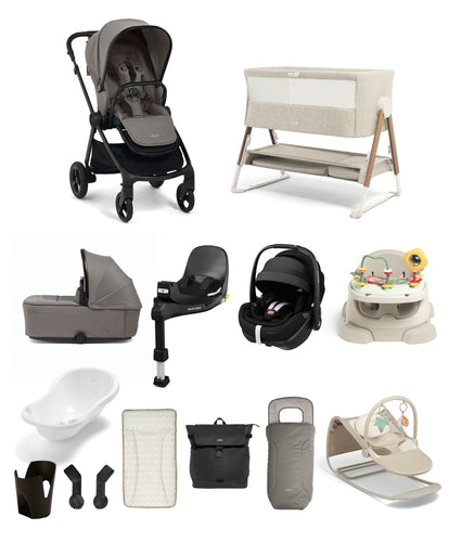 Mamas & Papas Pushchairs Vardo Pushchair Super Bundle with Maxi-Cosi Pebble 360 Pro² Car Seat & Base (13 Pieces) – Storm