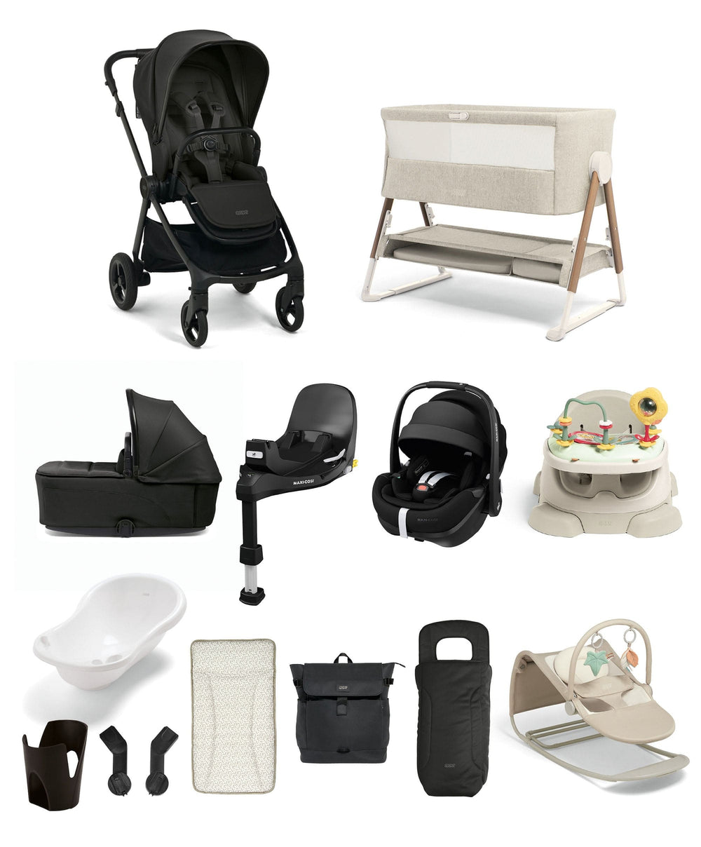 Mamas &amp; Papas Pushchairs Vardo Pushchair Ultimate Newborn Bundle with Maxi-Cosi Pebble 360 Pro2 (13 Pieces) - Noir