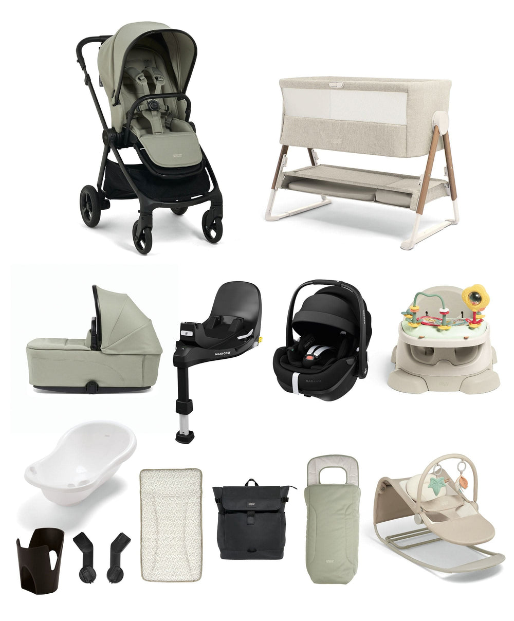 Mamas &amp; Papas Pushchairs Vardo Pushchair Ultimate Newborn Bundle with Maxi-Cosi Pebble 360 Pro2 (13 Pieces) - Sage