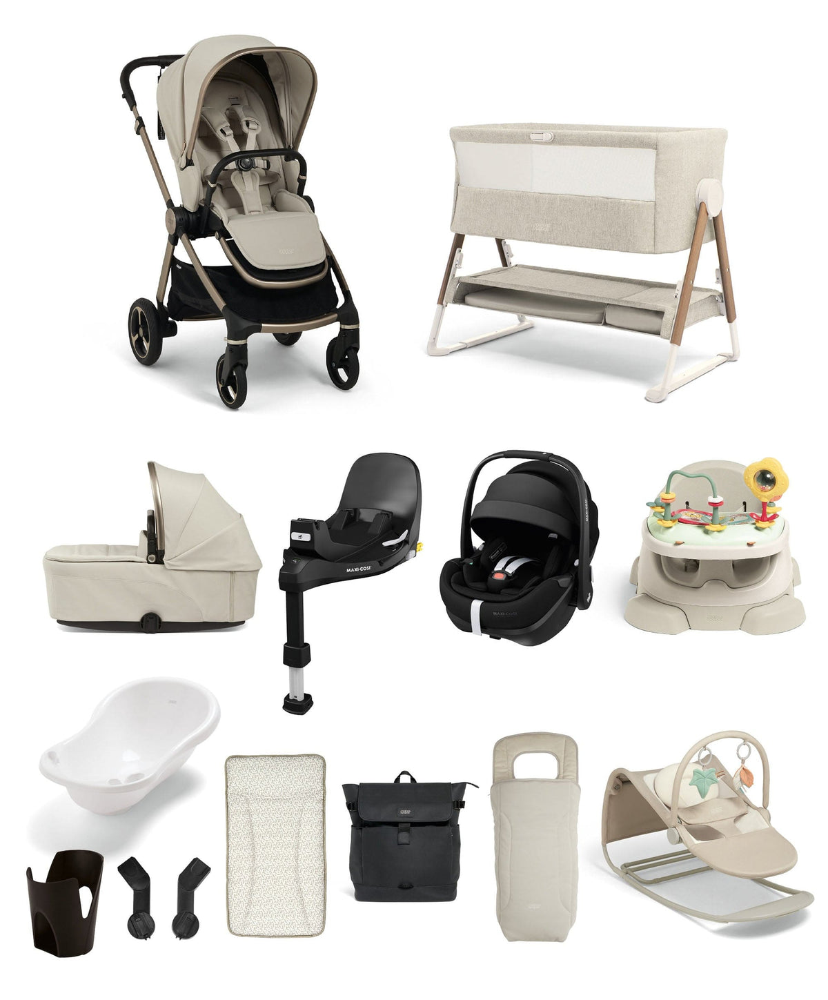 Mamas & Papas Pushchairs Vardo Pushchair Ultimate Newborn Bundle with Maxi-Cosi Pebble 360 Pro2 (13 Pieces) - Shell