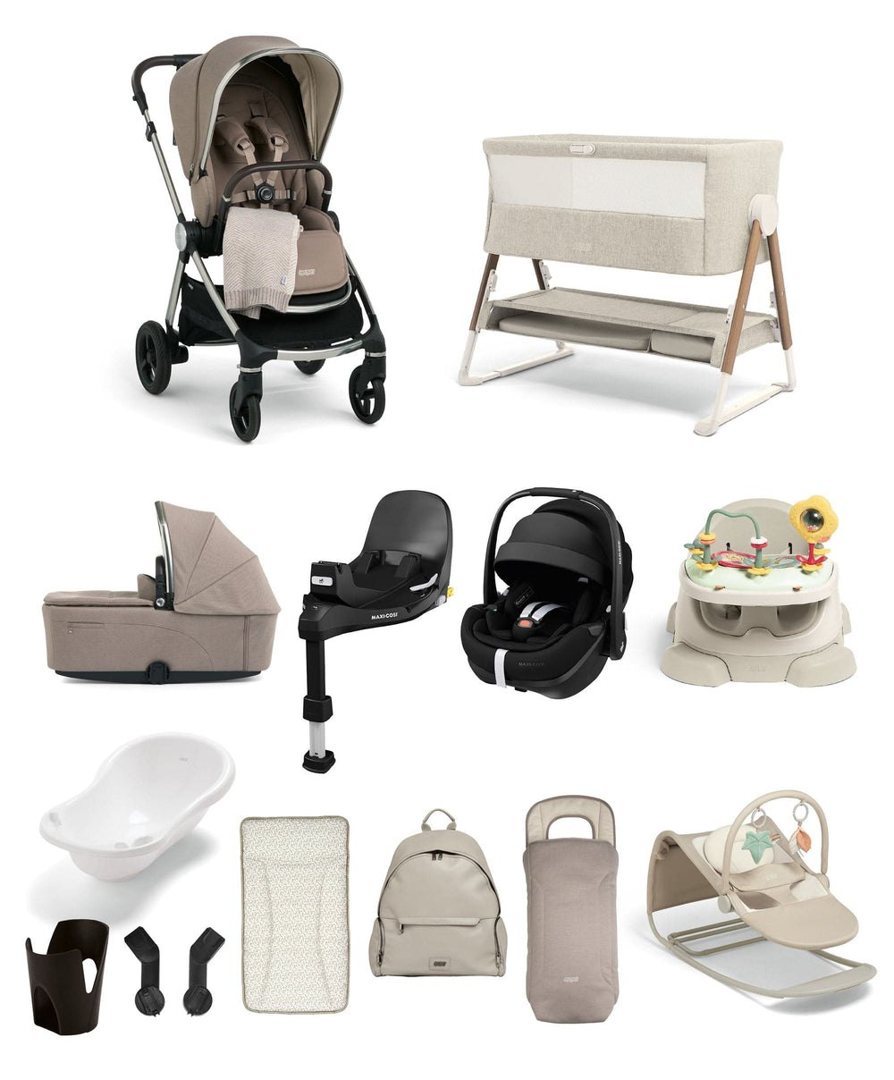 Mamas &amp; Papas Pushchairs Vardo Pushchair Ultimate Newborn Bundle with Maxi-Cosi Pebble 360 Pro2 (14 Pieces) - Heritage